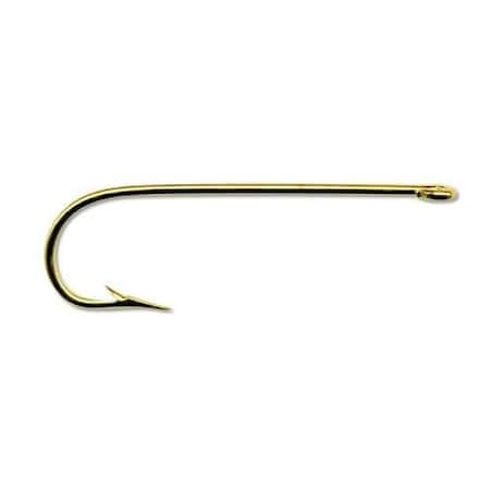 Mustad Aberdeen Hook Size 8, Round Bend, Light Wire Ringed Eye, 24Kt Gold, 10PK 3261-GL-8-10
